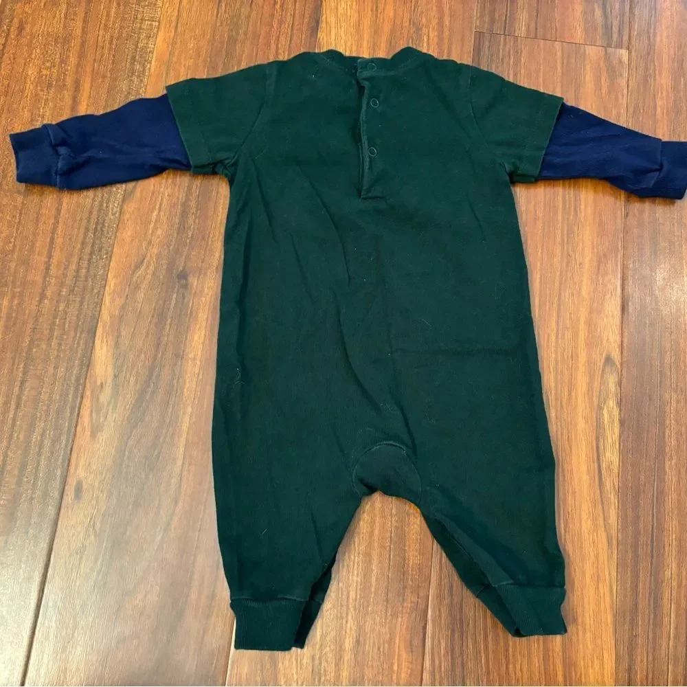 Ralph Lauren green/navy dog long sleeve jumpsuit